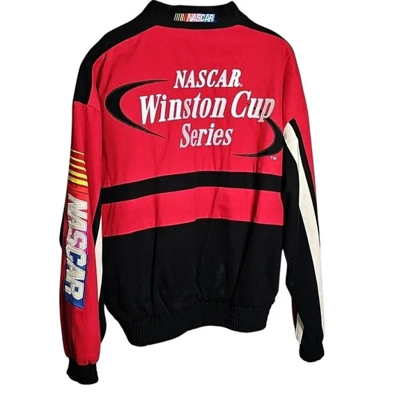 NASCAR Bulldog Racing Apparel Winston Cup Series Canvas Snap Up Jacket Large - Picture 2 of 11